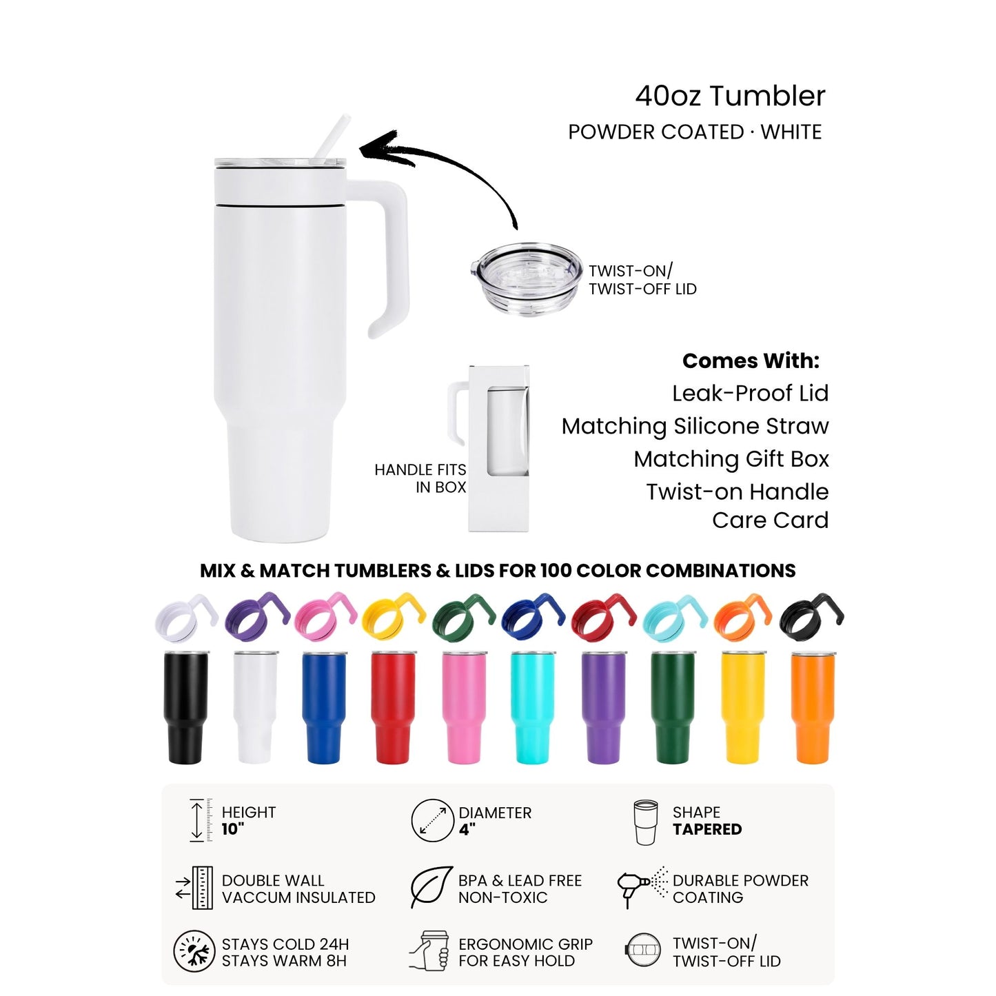 GRANDMA Personalized Makerflo Tumbler | Kids Name | Silver, Gold & Rainbow Plated