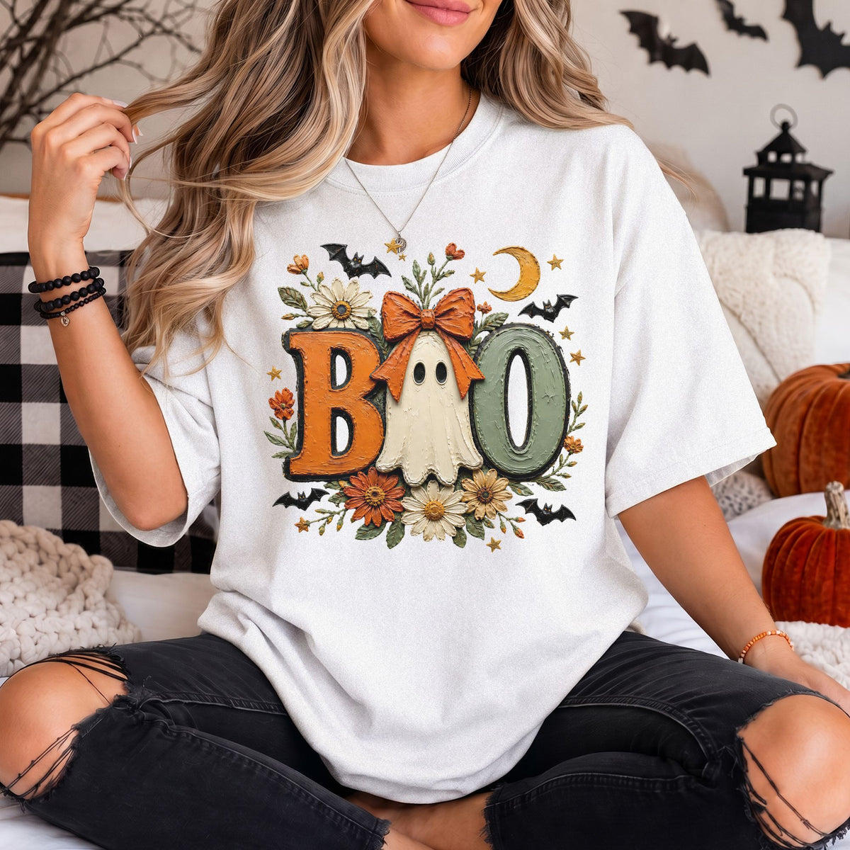 BOO | Ghost Faux Oil Painting Comfort Colors Tee or Sweatshirt