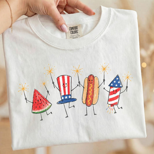 4th of July Doodle Kids Comfort Colors Tee