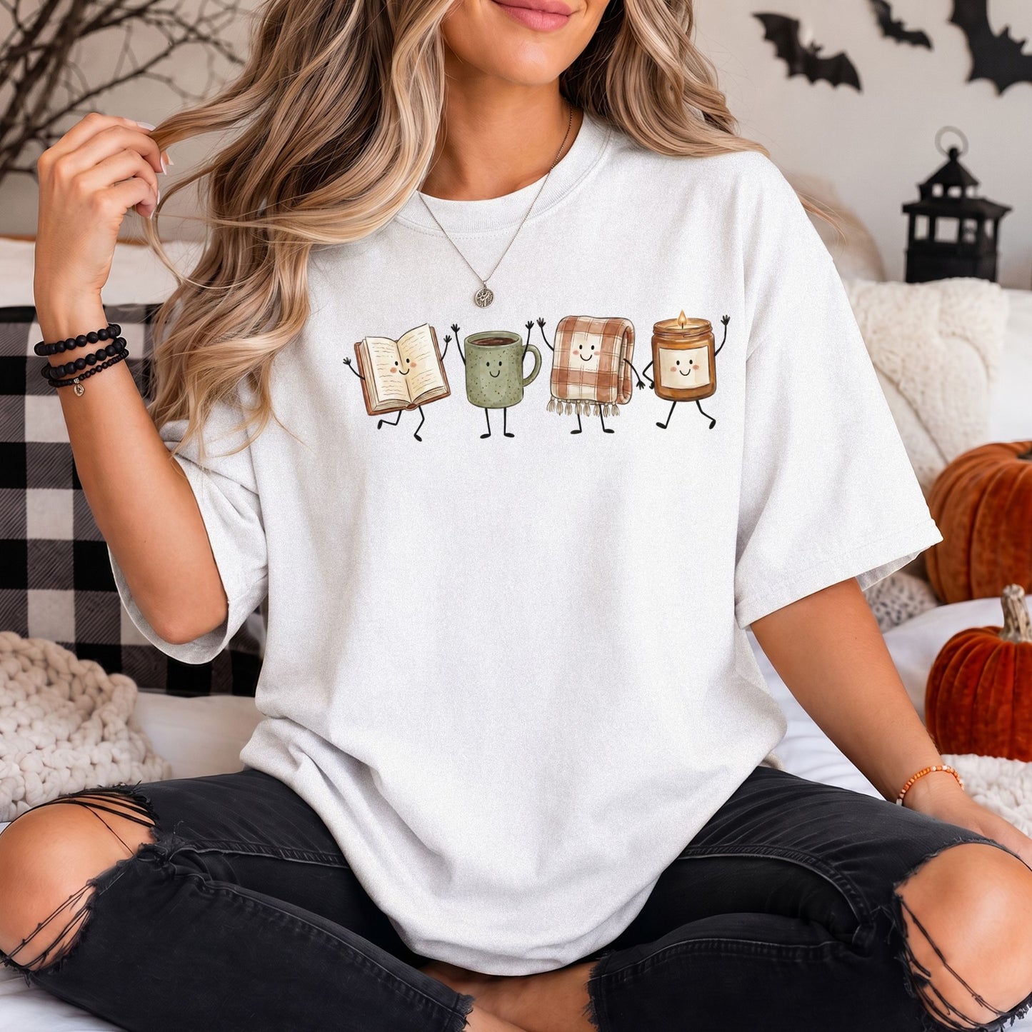 Fall Book Lover Comfort Colors Tee - Fall Doodles