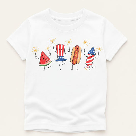 4th of July Doodle Kids Gildan 5000B Tee