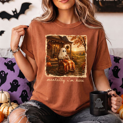 I'm Mentally Here | Summerween Ghost Tee