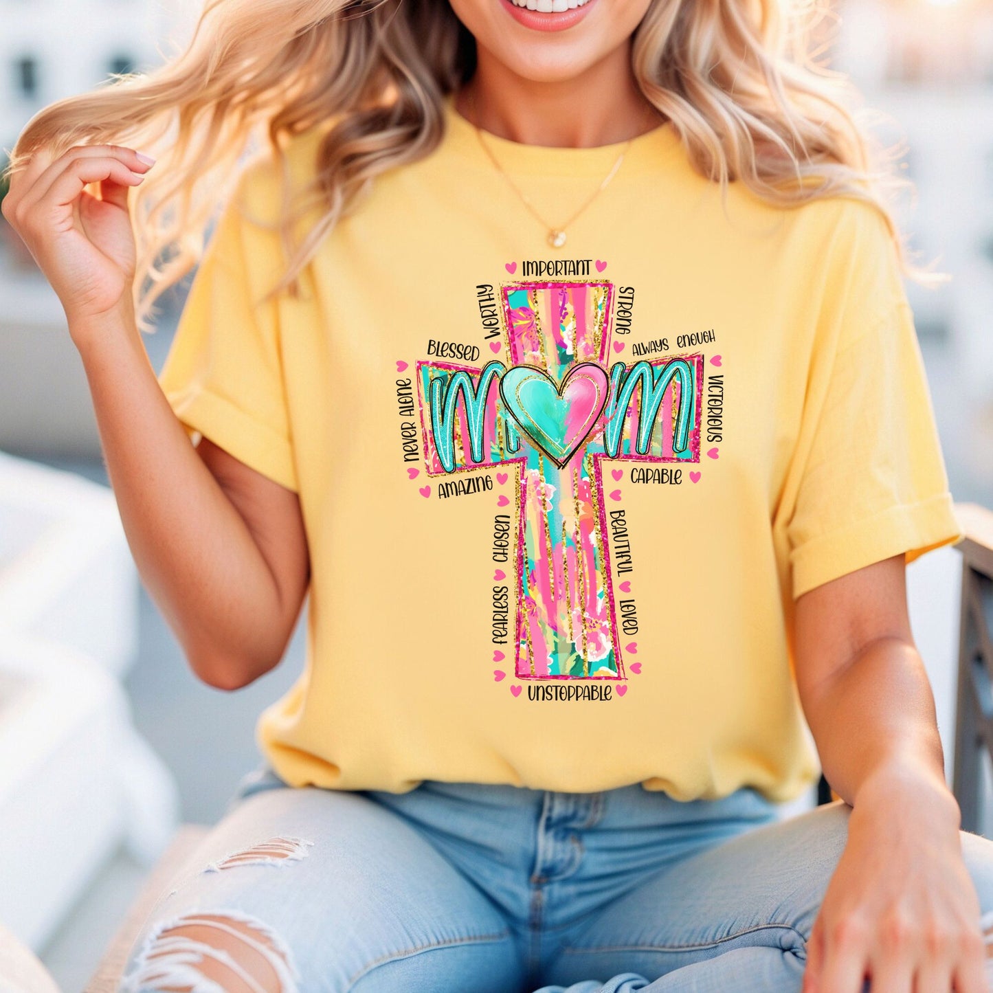Faith-Based Affirmations Mom's Tee | Bella Canvas 3001 Relaxed Fitted
