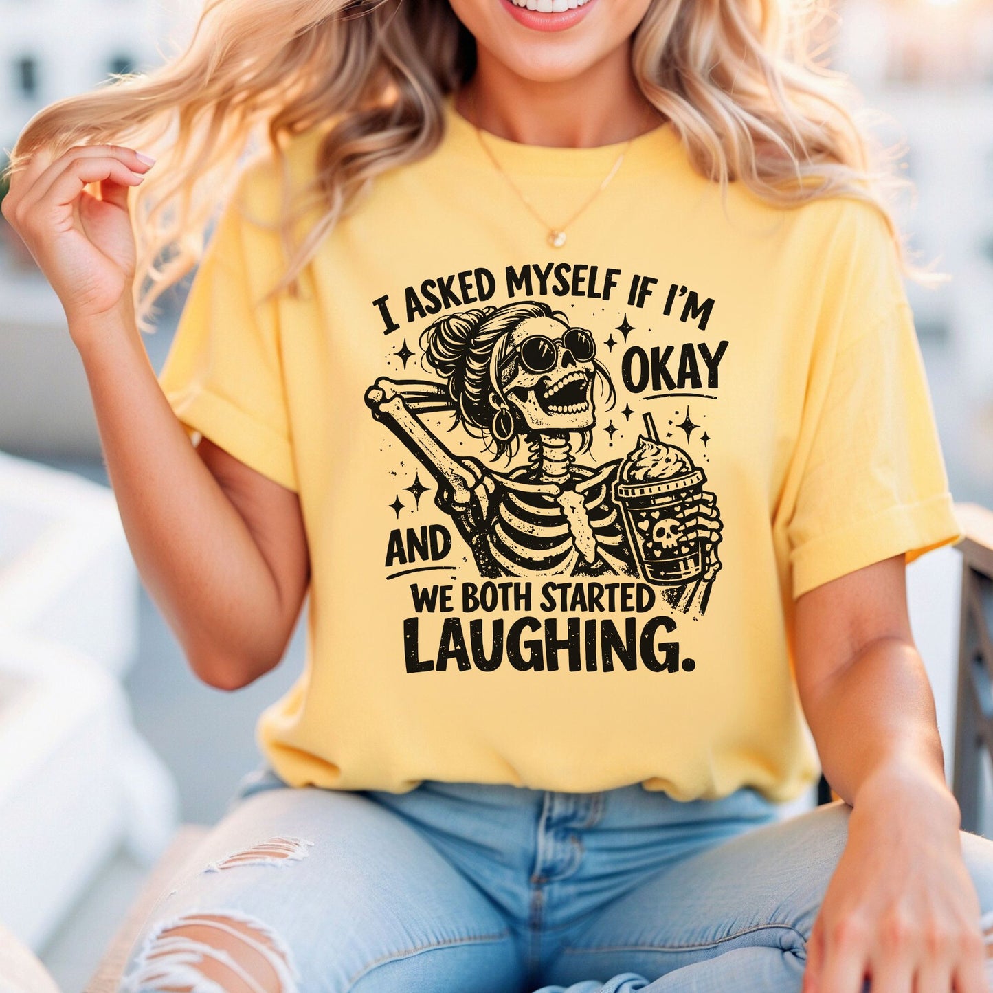 I asked Myself if I'm Okay Relaxed Fitted Bella Canvas Graphic T-shirt