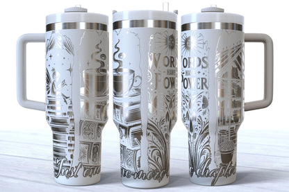 Laser Engraved Book Lover Tumbler | “Words Have Power” | "Just One More Chapter"