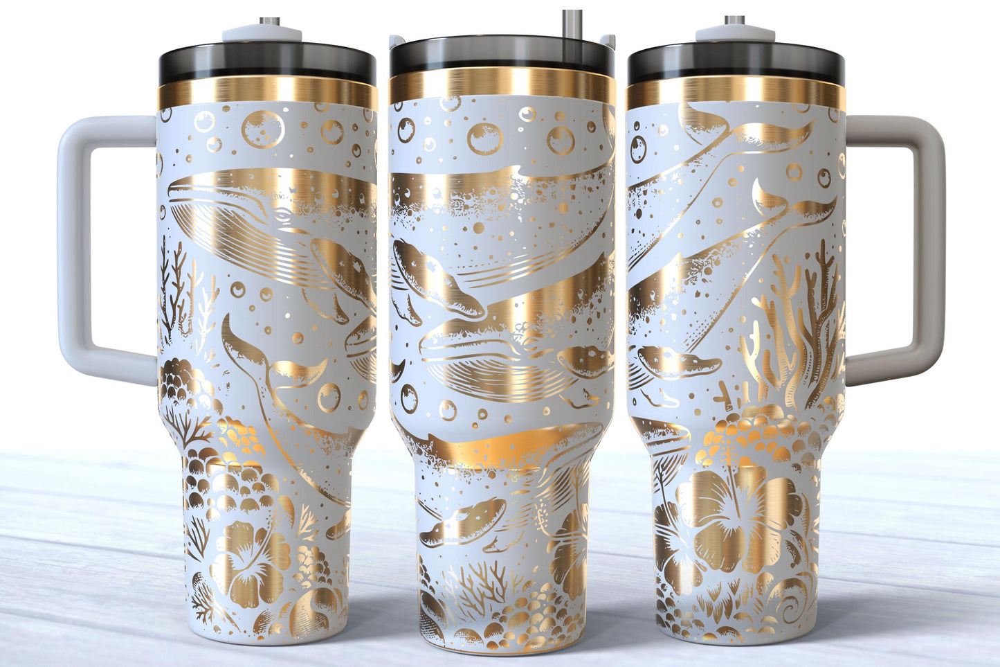 Laser Engraved Whale 40oz Makerflo Tumbler