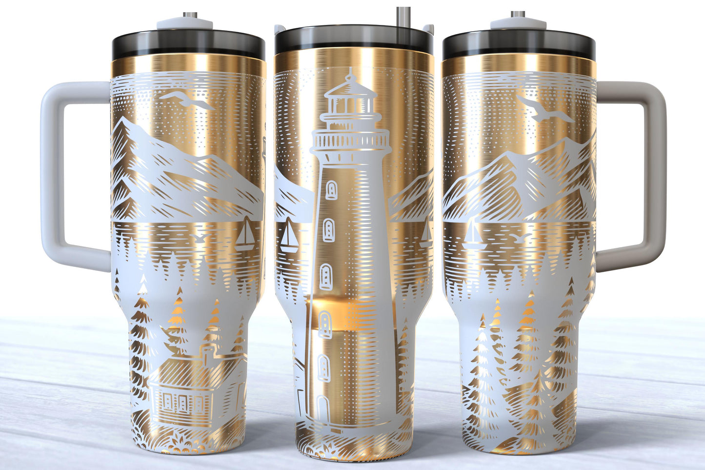 Laser Engraved 40oz Lighthouse Makerflo Tumbler