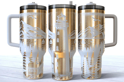 Laser Engraved 40oz Lighthouse Makerflo Tumbler