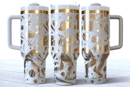 Laser Engraved Baseball Makerflo Tumbler