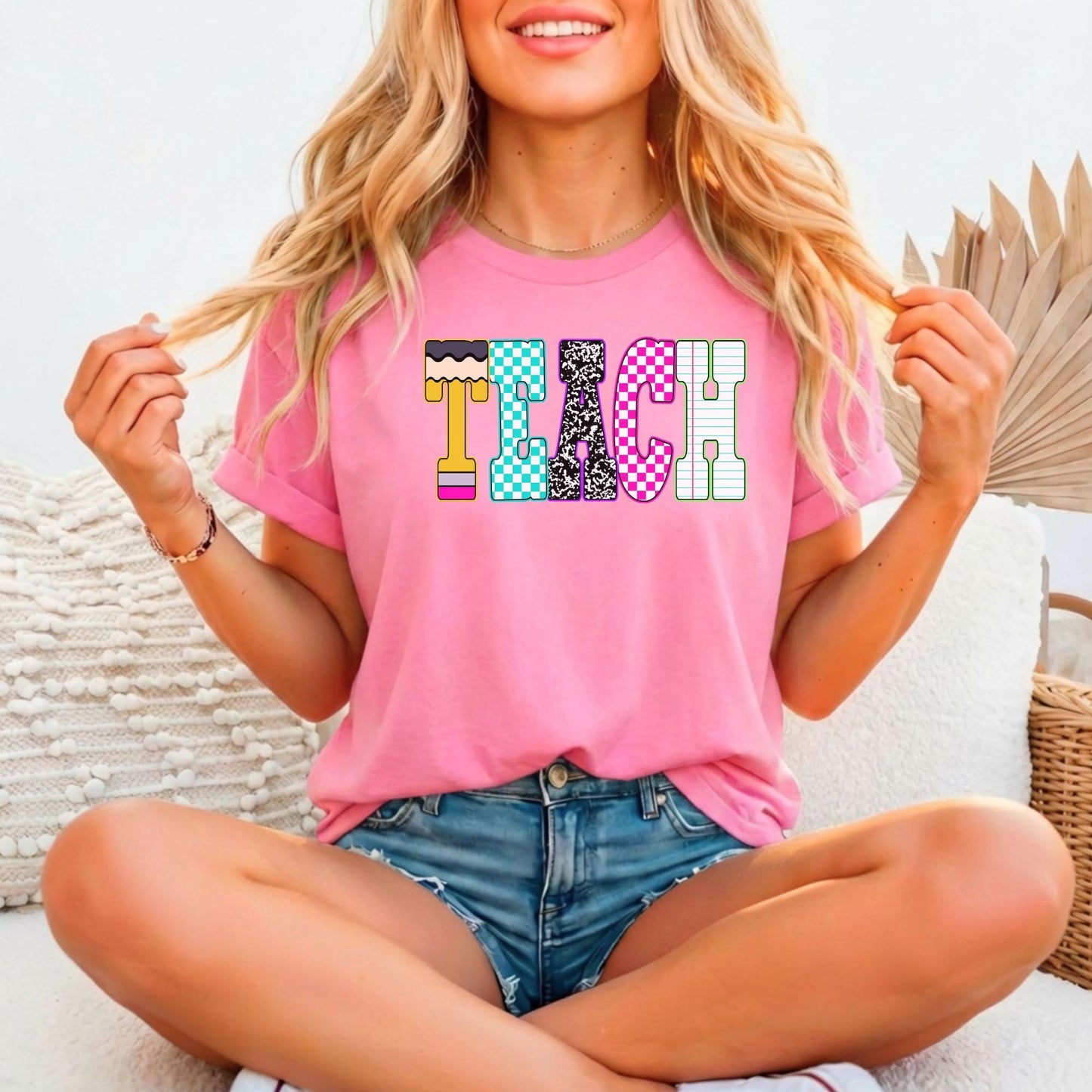 Teacher Shirt | TEACH Relaxed Fitted Graphic Tee – Educator Gift | Peanut Bubba Print Shop