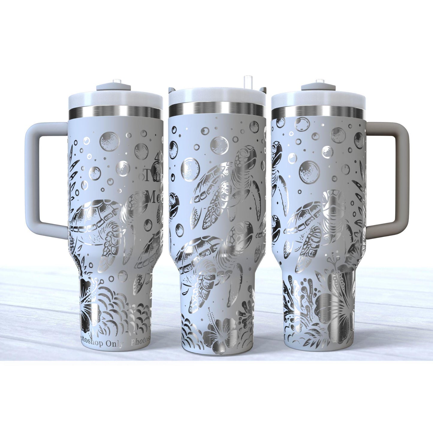 Laser Engraved Sea Turtle Ocean Themed 40oz Makerflo Tumbler