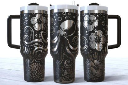 Octopus Ocean Laser Engraved 40oz Tumbler