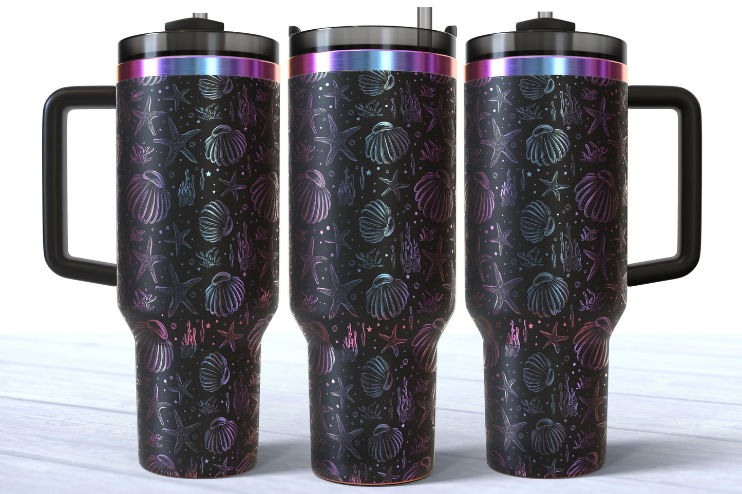 Laser Engraved Sea Shells and Starfish 40oz Makerflo Tumbler
