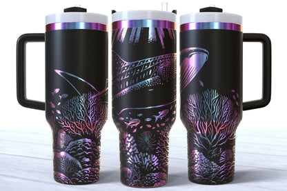 Laser Engraved 40oz Whale Shark Makerflo Tumbler