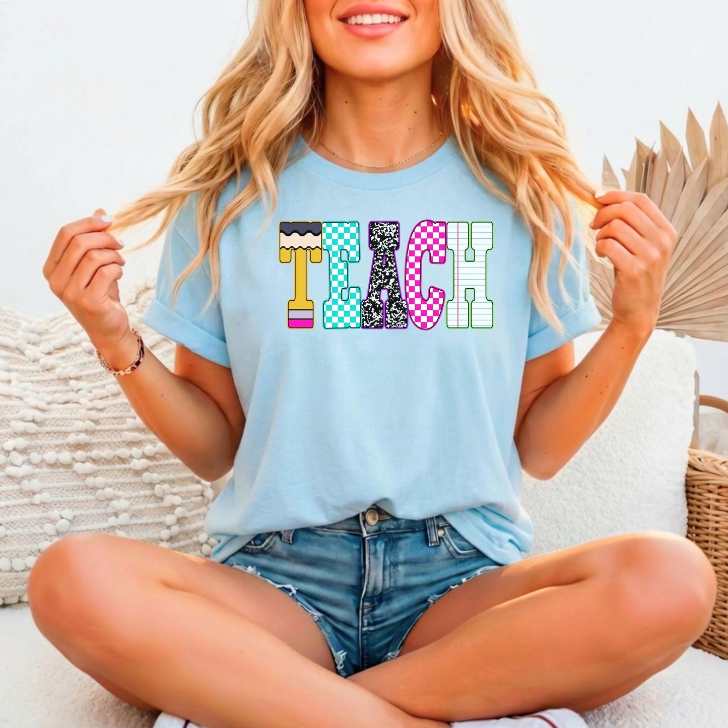 Teacher Shirt | TEACH Relaxed Fitted Graphic Tee – Educator Gift | Peanut Bubba Print Shop