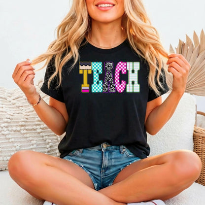 Teacher Shirt | TEACH Relaxed Fitted Graphic Tee – Educator Gift | Peanut Bubba Print Shop