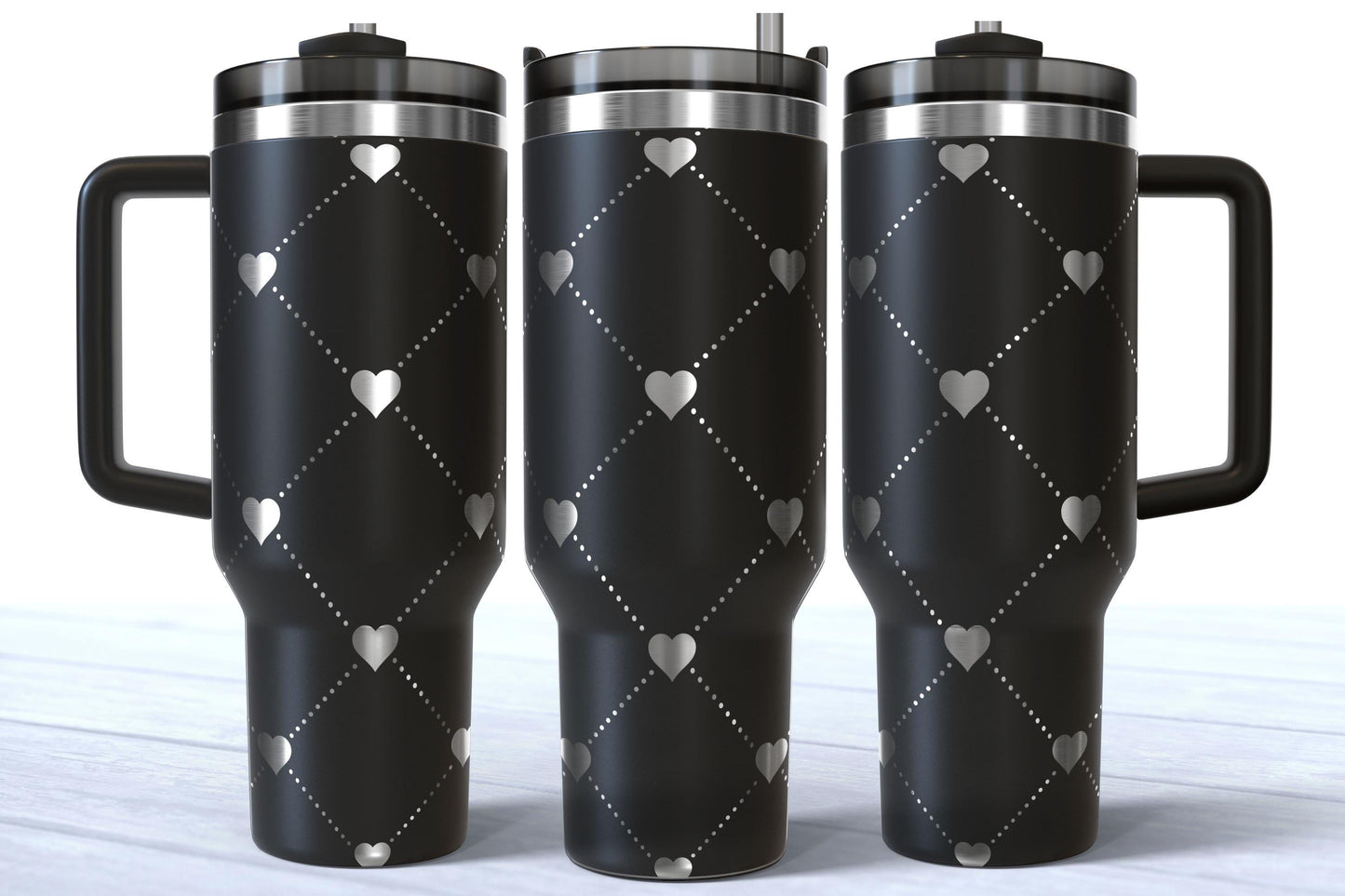 Valentine's Day Laser Engraved Patterned Hearts Tumbler