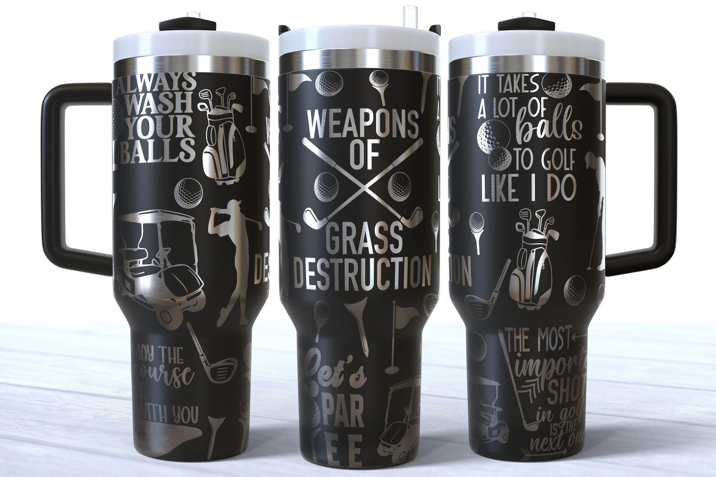 Laser Engraved Golf Stainless Steel Tumbler 40oz