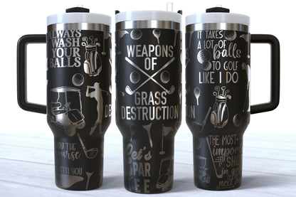 Laser Engraved Golf Stainless Steel Tumbler 40oz