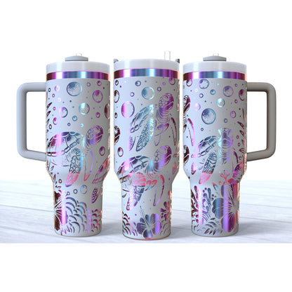 Laser Engraved Sea Turtle Ocean Themed 40oz Makerflo Tumbler