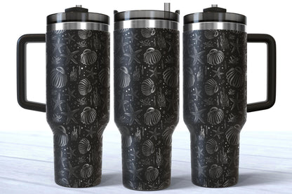 Laser Engraved Sea Shells and Starfish 40oz Makerflo Tumbler