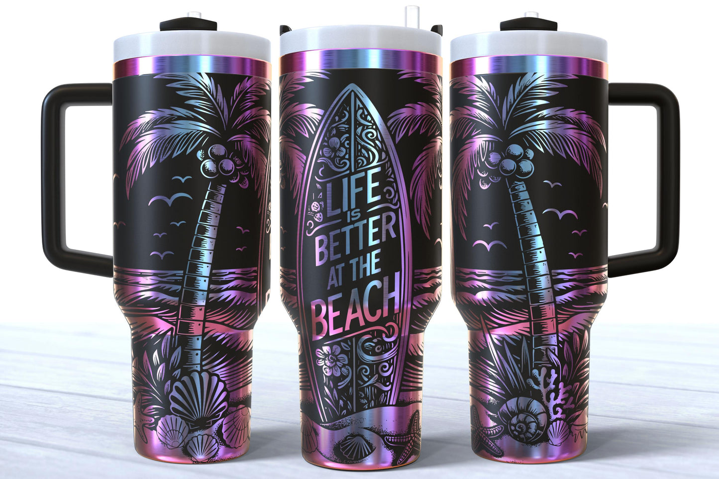 Life Is Better At The Beach Laser Engraved 40oz Makerflo Tumbler