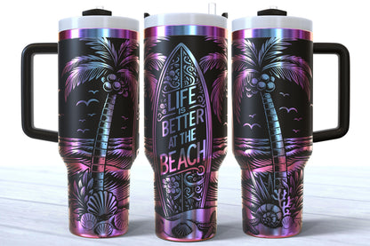 Life Is Better At The Beach Laser Engraved 40oz Makerflo Tumbler