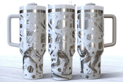 Laser Engraved Baseball Makerflo Tumbler