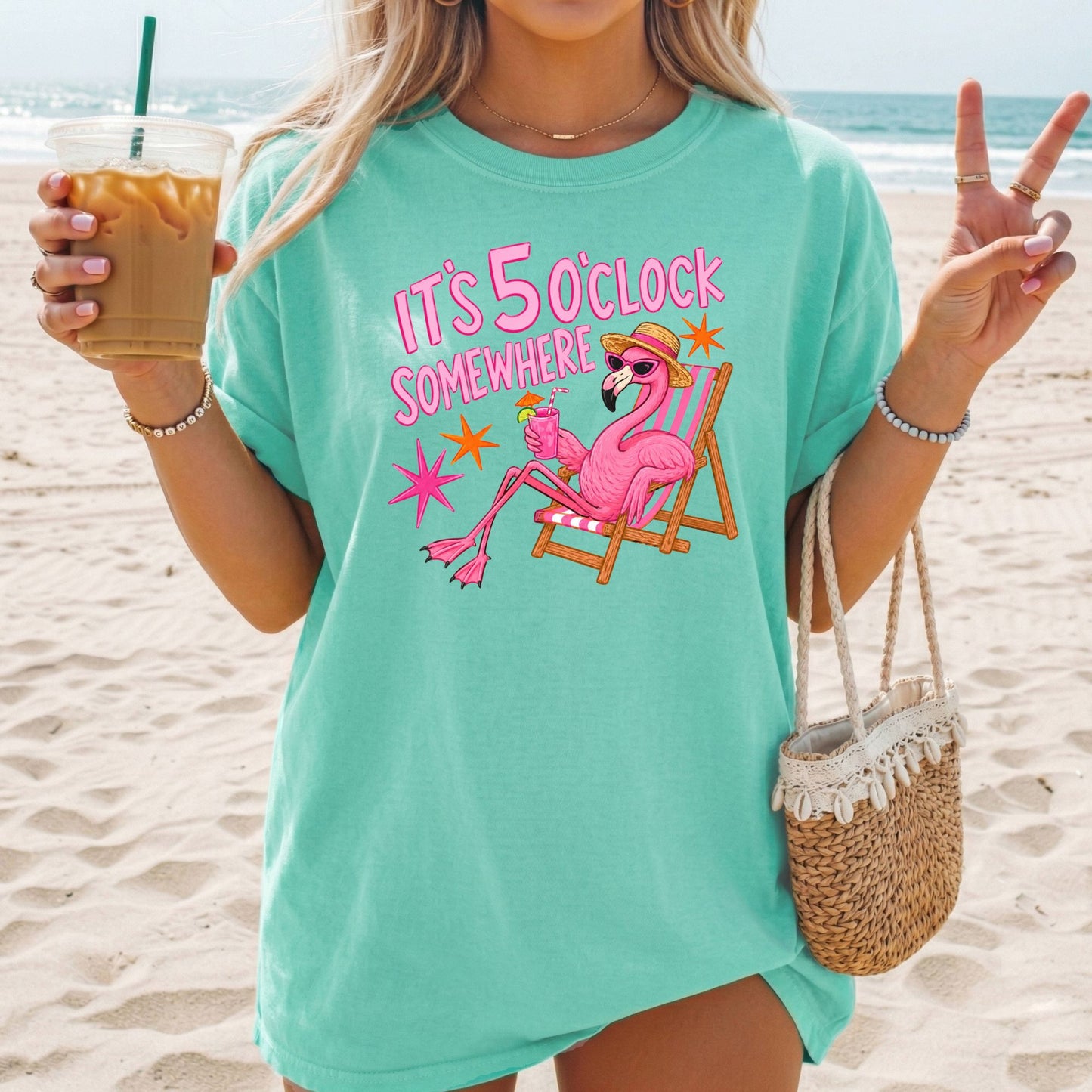 It's 5:00 Somewhere Flamingo Comfort Colors Tee