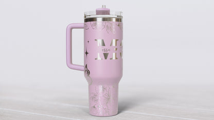 Floral MOM 40oz Hogg Tumbler | Personalized Kids Names | Spring Pastel Colors